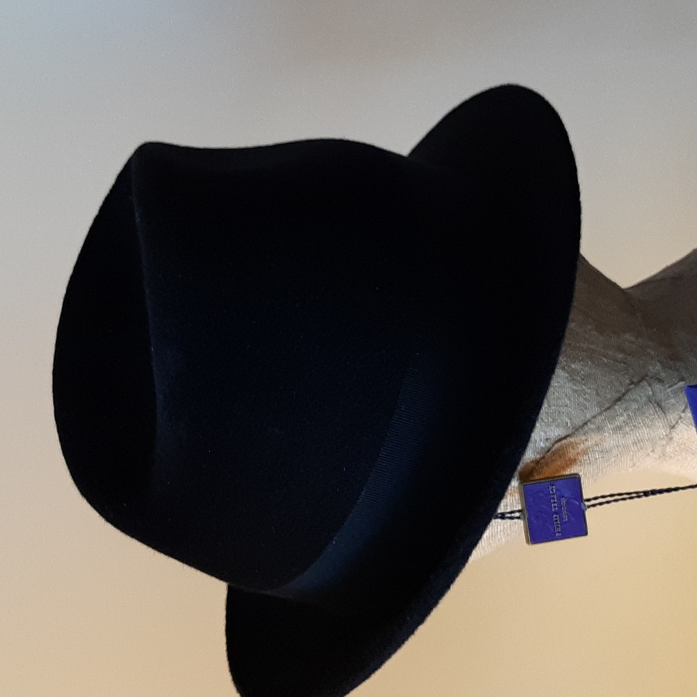 New Ladies Philip Treacy London Black Fedora Hat 100% Velour - Picture 7 of 13